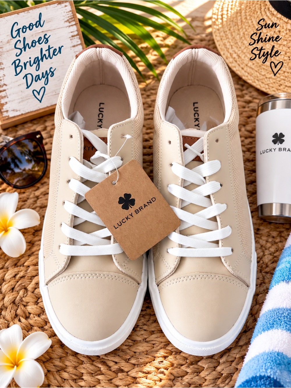 Lucky Brand Men’s Casual Sneakers in Beige
